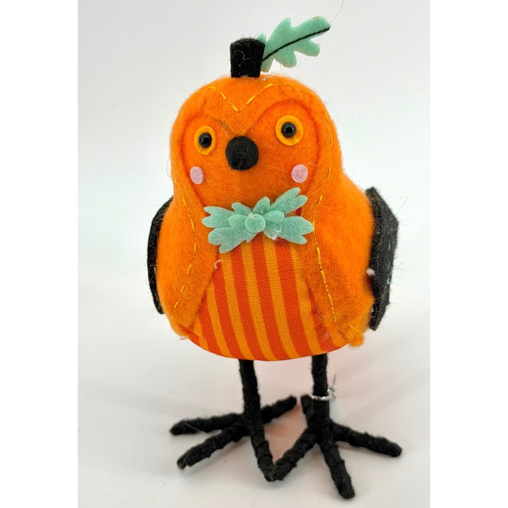 Target Hyde & EEK Boutique Halloween Bird Pumpkin Figurine 2020 Orange Striped